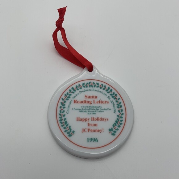Ornament Norman Rockwell Santa Reading Letters JC Penney Vintage 1996 2.75 Inch - Picture 4 of 6